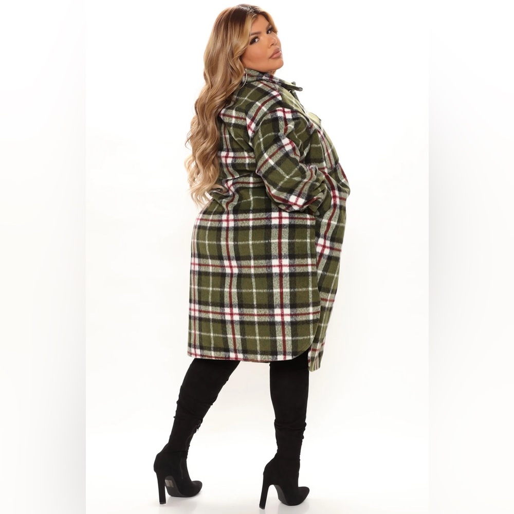 Fashion Nova Green Plaid Teddy Jacket